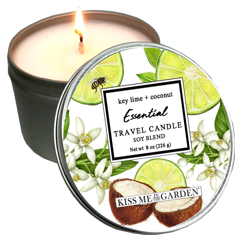 Key Lime & Coconut Soy Blend Travel Candle 8 oz – Kiss Me in the Garden